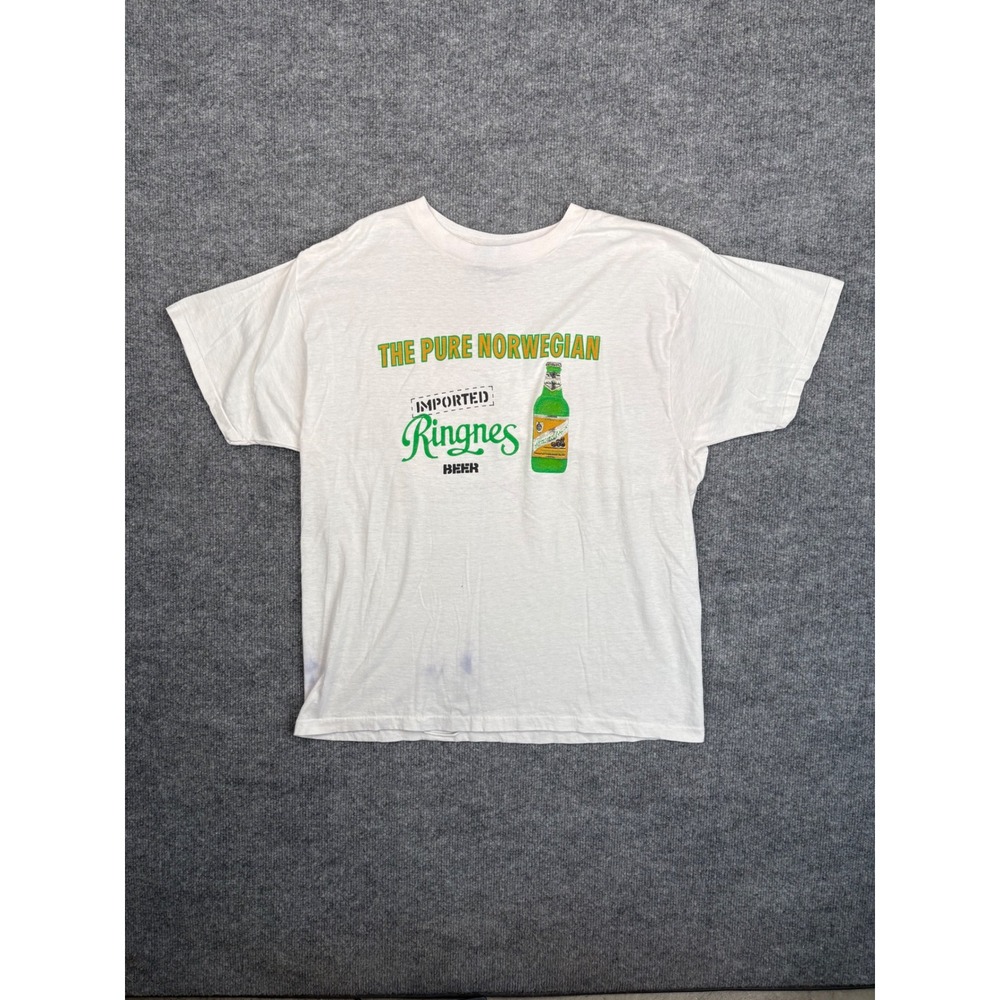 Vintage Ringnes‎ Beer T Shirt XL Pure Norwegian White Cotton Blend Sneakers Tag